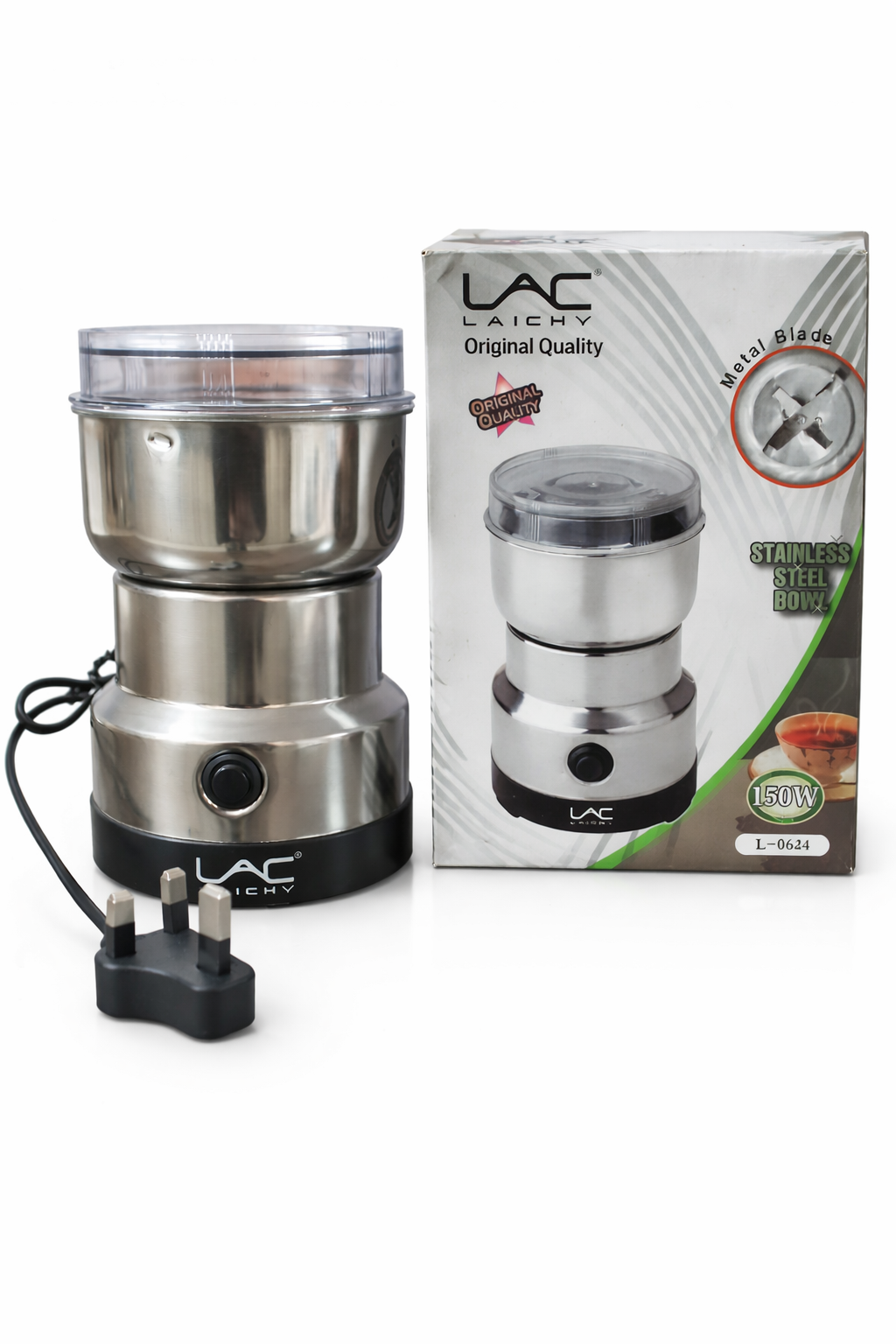 LAC Laichy Grinder L-0624 Electric – 150W Stainless Steel Coffee &amp; Spice Grinder with Metal Blade