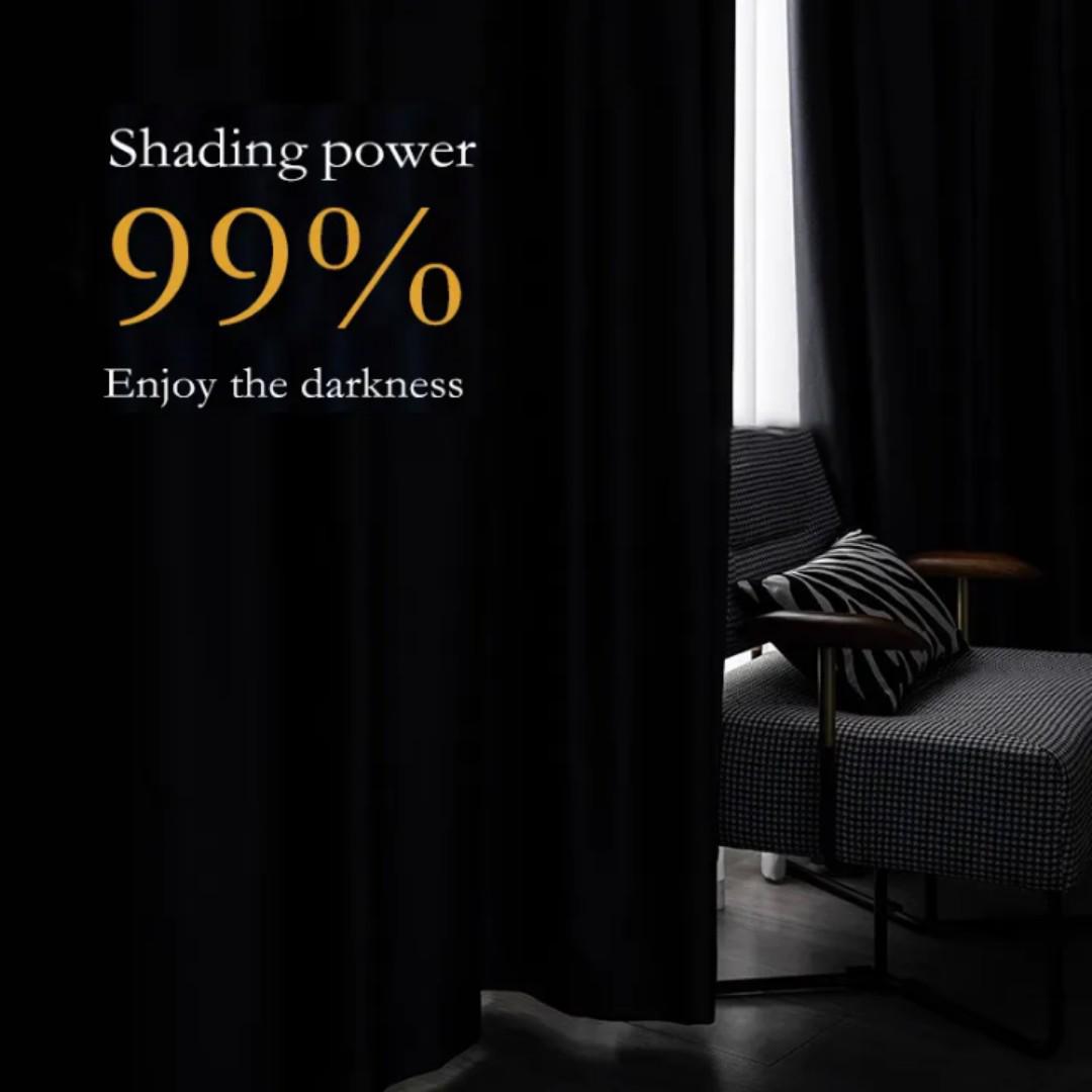 3PCS Black Curtain Set (2PCS 1.5m Panels + 1PCS Sheer) – Elegant Window Curtains for Living Room/Bedroom