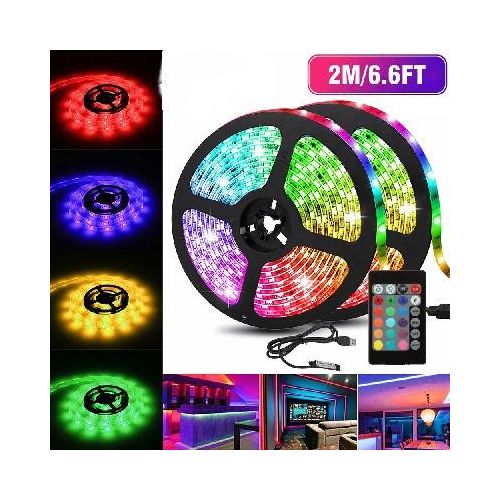 2M USB LED Strip Lights TV Back Light RGB Color Changing with 24Key Remote