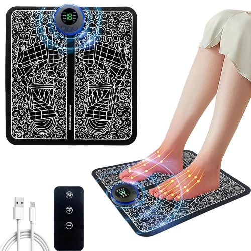 Electric Feet Massager, EMS Foot Massager, Folding Portable Rechargeable Foot Massage Mat, Reflexology Electronic Foot Massager Machine for Pain and Circulation, 8 Modes 19 Intensities Relax Muscles