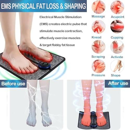 Electric Feet Massager, EMS Foot Massager, Folding Portable Rechargeable Foot Massage Mat, Reflexology Electronic Foot Massager Machine for Pain and Circulation, 8 Modes 19 Intensities Relax Muscles