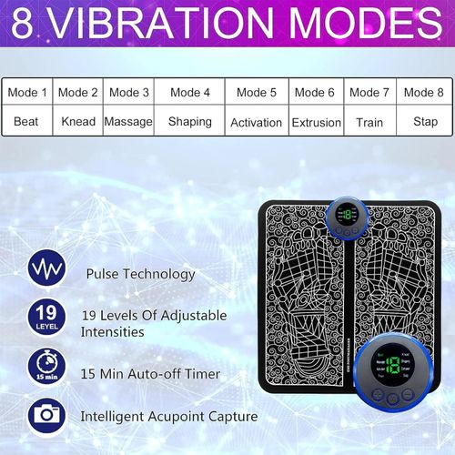 Electric Feet Massager, EMS Foot Massager, Folding Portable Rechargeable Foot Massage Mat, Reflexology Electronic Foot Massager Machine for Pain and Circulation, 8 Modes 19 Intensities Relax Muscles
