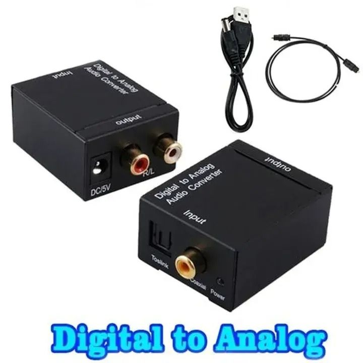 Digital To Analog Audio Converter, Digital To Analog Audio Coaxial Converter, Optical SPDIF Toslink Coaxial to Analog Stereo L/R Converter with Optical Cable and Power Adapter -
