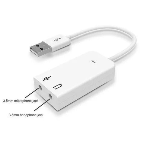 USB Sound Card Adapter with 3.5mm Headphone and Microphone Jack Braided Cable External USB Audio Adapter for Windows Mac Laptop -