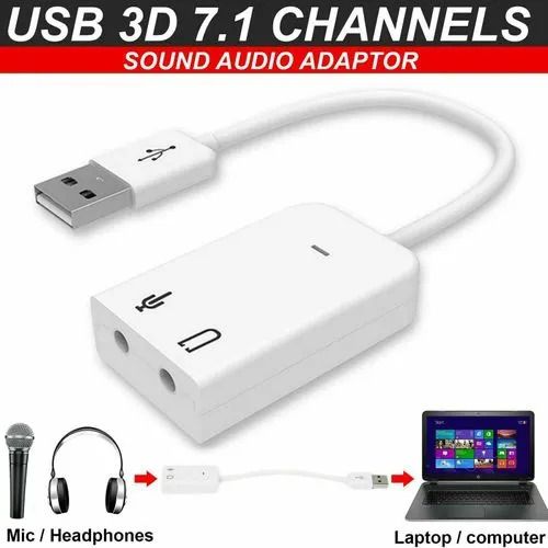 USB Sound Card Adapter with 3.5mm Headphone and Microphone Jack Braided Cable External USB Audio Adapter for Windows Mac Laptop -