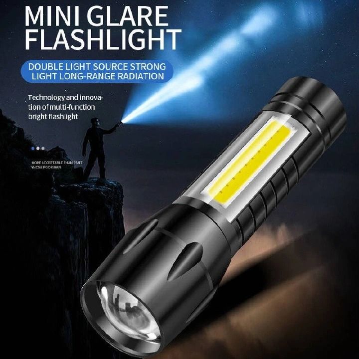 Portable Rechargeable Torch LED Rechargeable Flashlight Portable USB Charging Flashlight High Power Bank Camping Waterproof Long Range Lantern -