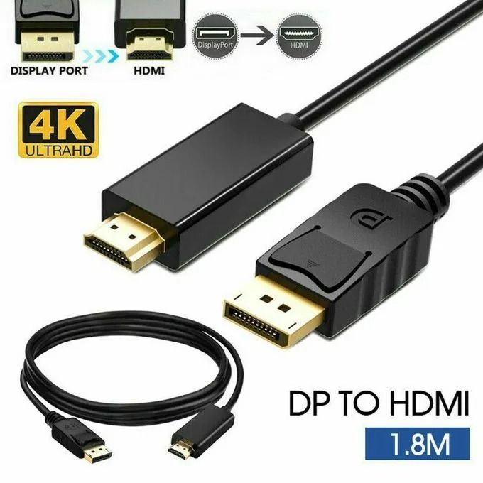1.8m Cable 4K DisplayPort DP To HDMI-compatible Video Audio Cable DP Display Port To HD Adapter For Computer Laptop To TV Monitor -