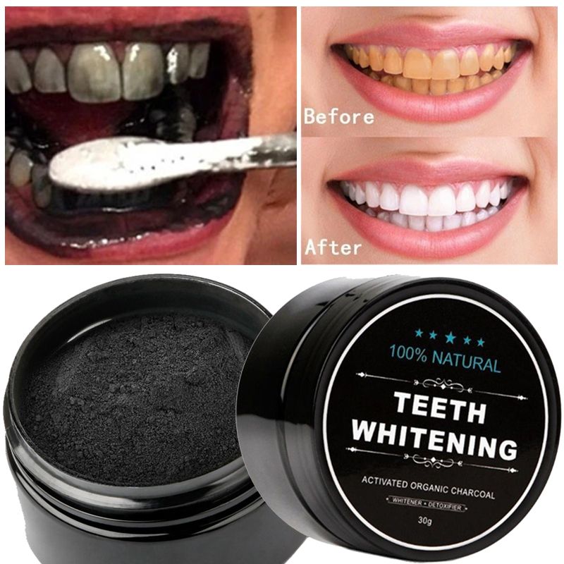 Teeth Whitening Powder Oral Treatment Natural Activated Charcoal Bright Dental Fresh Breath Remove Plaque Stains Hygiene Care -