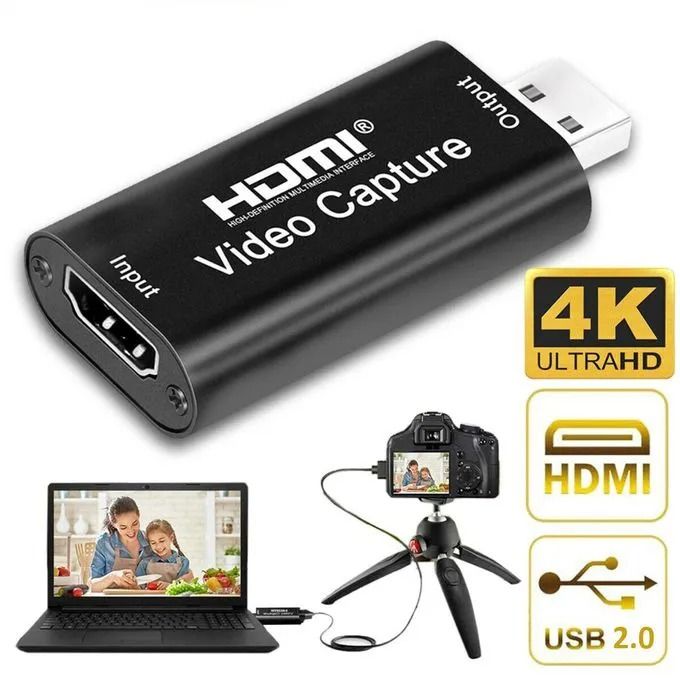 4K Video Capture Card USB2.0 HDMI-compatible 1080P 60fps Grabber Recorder for PS4 Game DVD Camera Recording Live Streaming -