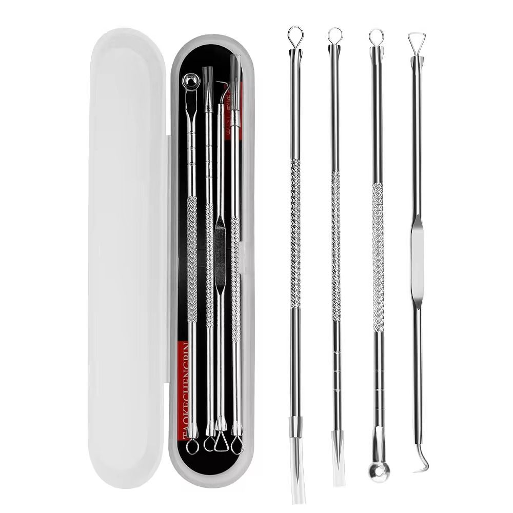 4pcs/set Blackhead Remover Professional Acne Pimple Blemish Beauty Women Skin Care Facial Cleaning Face Skin Care Tool Kit -