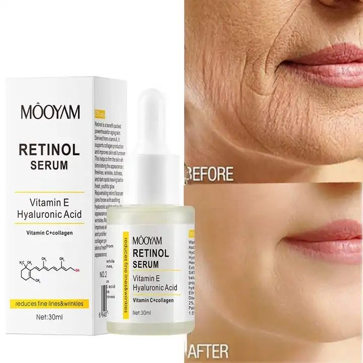 Retinol Anti-Wrinkle Essence With Hyaluronic Acid Facial Serum Fade Dark Spots Aging Face Lift Tightening Reduce Eye Finelines New - MOOYAM -