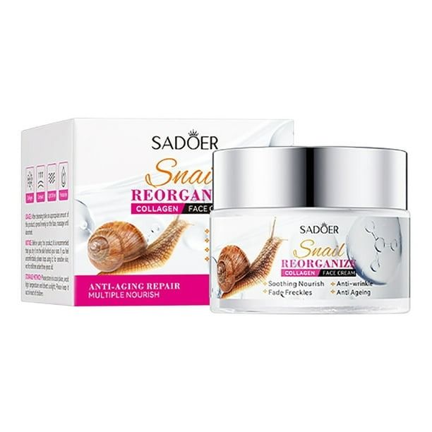 New Snail Face Cream Collagen Facial Anti Aging Nourishing Brighten Serum Hyaluronic Acid Hydrating Moisturizing Skin Care- SADOER -