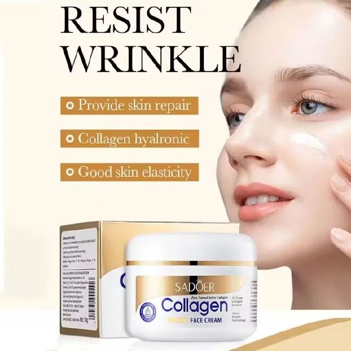 100g Anti Aging Collagen Face Cream Skincare Moisturizing Brightening Hydrating Smooth Wrinkles Firming Facial Face Women Men Skin Care - SADOER-