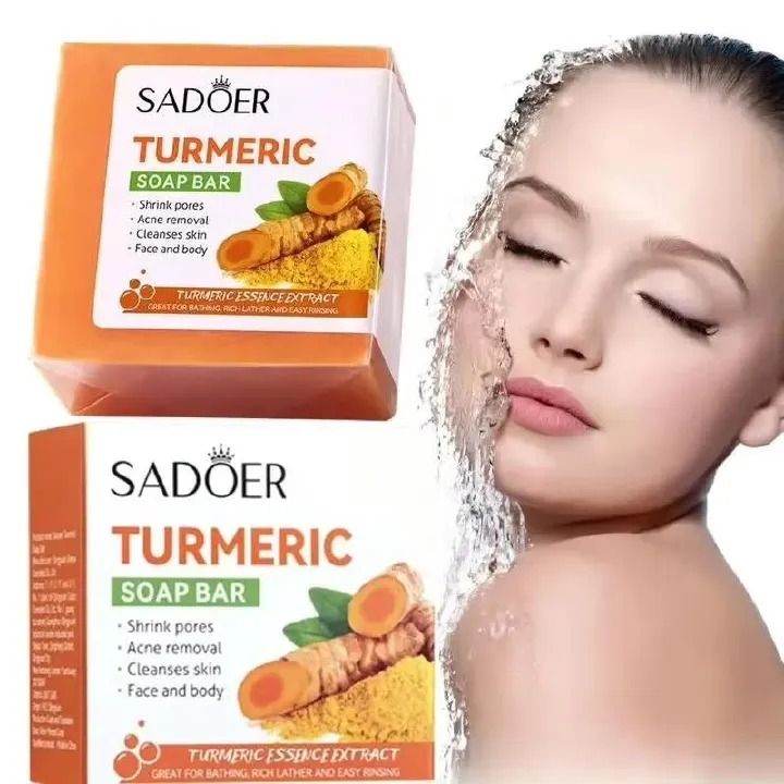 Original Turmeric Soap For Dark Spot Acne Blackheads Skin Whitening Facial Body Hand Make Soap Bar Oil Control Acne Deep Cleaning Ginger Moisturizing - SADOER -