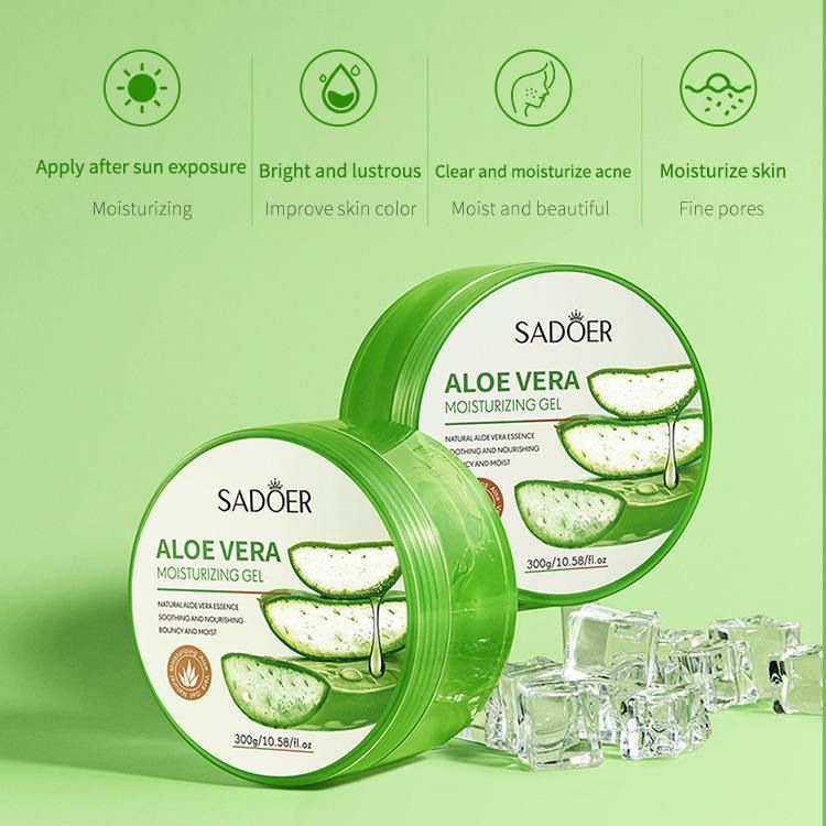 100% Aloe Vera Gel Soothing & Moisture Cream 300g For Face And Body organic pure aloe vera gel Hydrating, Fast Absorbing,- SADOER -