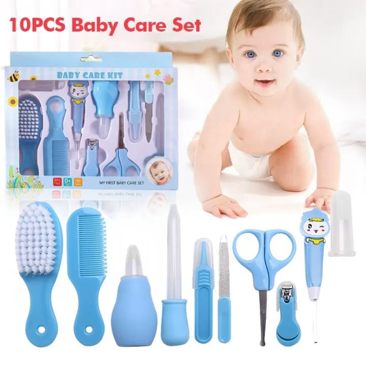 Baby Care Gromming Kit 10 In 1 For Kid Clean Care Supplies For Kid Nail Clippers Comb Cleaning Brush Brush Teether Toothbrush Baby Essentials -