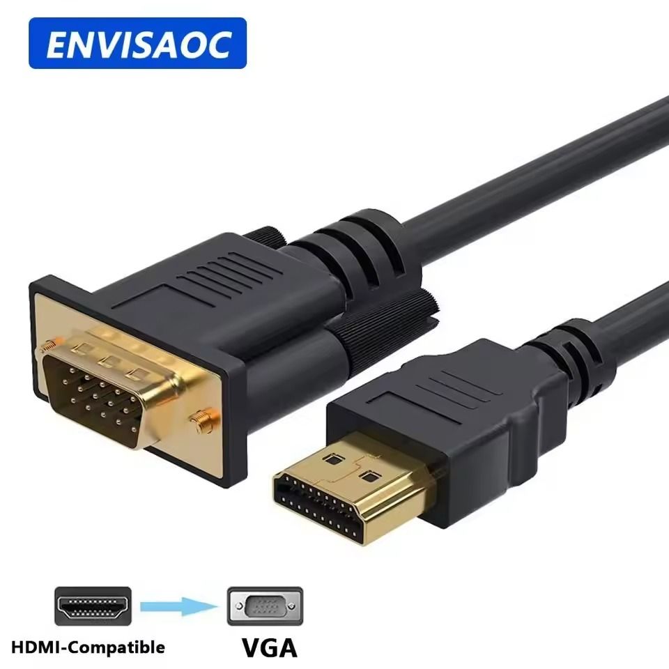 High Speed  HDMI to VGA Converter Adapter Cable 1.8M 1080P HD for Laptop Desktop PC Monitor Projector HDTV Bigscreen -