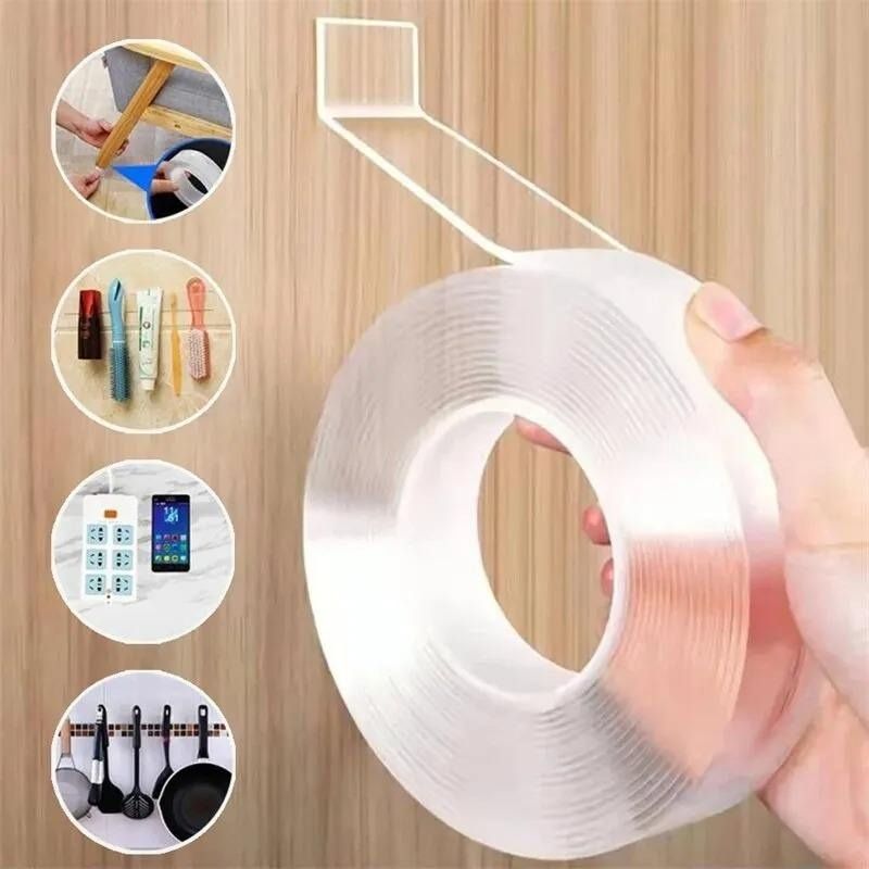 Transparent Double Sided Tape Nano Self-Adhesive Tape No Trace Reusable Tape Glue Sticker for Car Kitchen Bathroom -