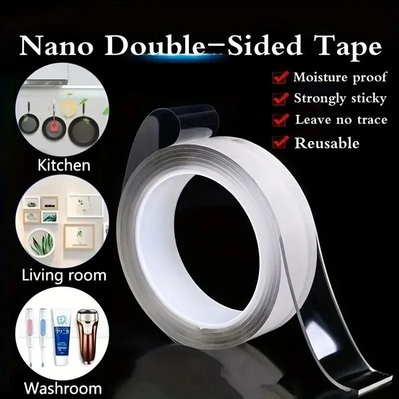 Transparent Double Sided Tape Nano Self-Adhesive Tape No Trace Reusable Tape Glue Sticker for Car Kitchen Bathroom -