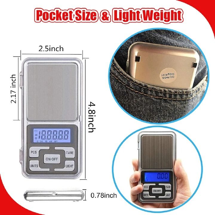 Mini Digital Scale High Accuracy Portable Electronic Scale Digital Pocket Scale Mini Electronic Jewelry Pocket Weighing Digital Scale With LCD Display 500g/0.1g  Kitchen Scale Weighing Tool -