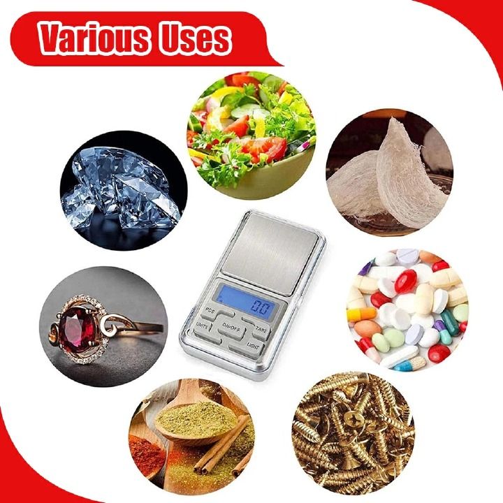 Electronic Scale Digital Pocket Scale Gram Precision Mini Jewelry Weighing Backlight Scale Good Small Kitchen Scale with LCD Display for Jewelry Powder Food Electronic Scale -