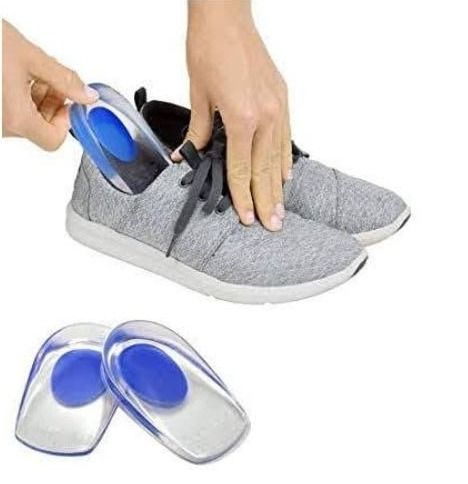 New Silicone Gel Insoles Pain Relief Heel Cups Improve Shoe Comfort Orthopedic Soft Insoles for Heel Spurs Pain Foot Cushion Foot Massager Care Half Heel Insole Pad Height Increase -