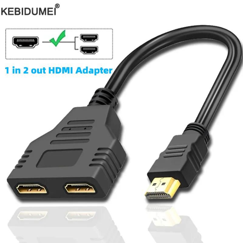 HDMI Splitter Adapter HDMI Port Male To 2 Female 1 In 2 Out HDMI Splitter Cable Gold Plate HDMI Converter For PC TV BOX Projector -