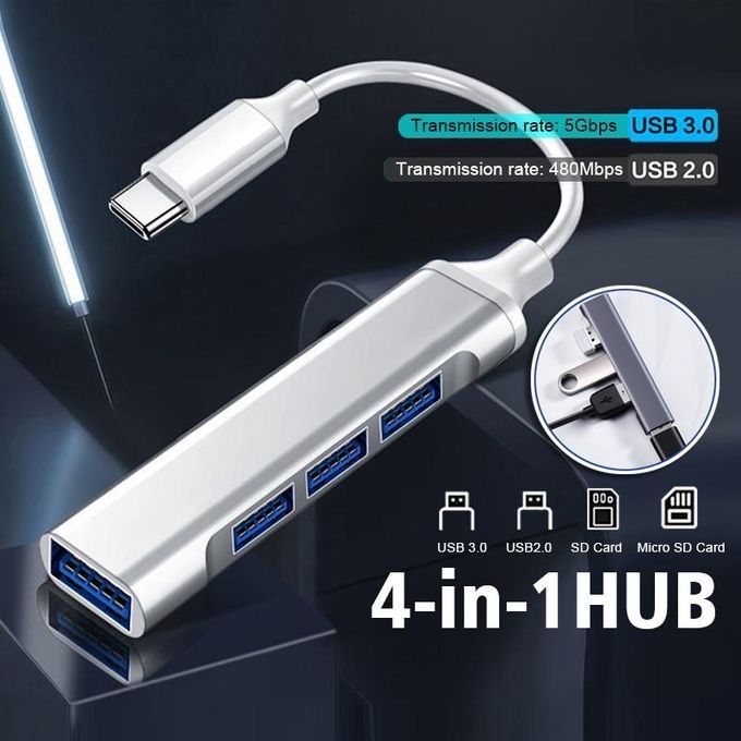 Type C USB HUB Dock 4 Port Multi Splitter Adapter OTG Type C HUB For Computer,Laptop Macbook Aluminum Alloy USB 2.0 3.0 Hub Laptop Accessories -