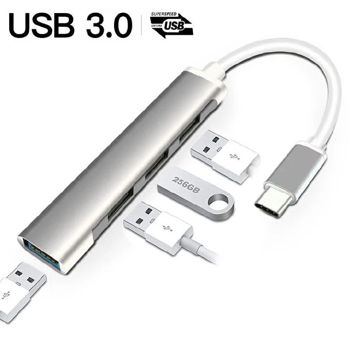 Type C USB HUB Dock 4 Port Multi Splitter Adapter OTG Type C HUB For Computer,Laptop Macbook Aluminum Alloy USB 2.0 3.0 Hub Laptop Accessories -