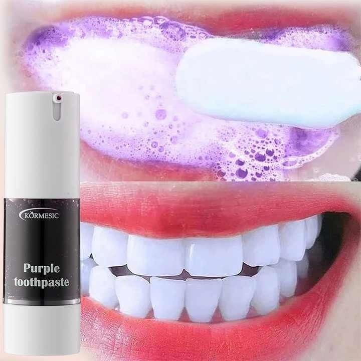 V34 Teeth Whitening Purple Toothpaste Remove Plaque Stains Cleaning Oral Hygiene Dental Bleach Tools Fresh Breath Beauty Health - KORMESIC -