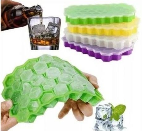 Ice Cube Tray Silicone Mold 37 Grid Honeycomb Shape Ice Cube Maker BPA Free Ice Maker with Lids DIY Popsicle Mould Ice Mold -