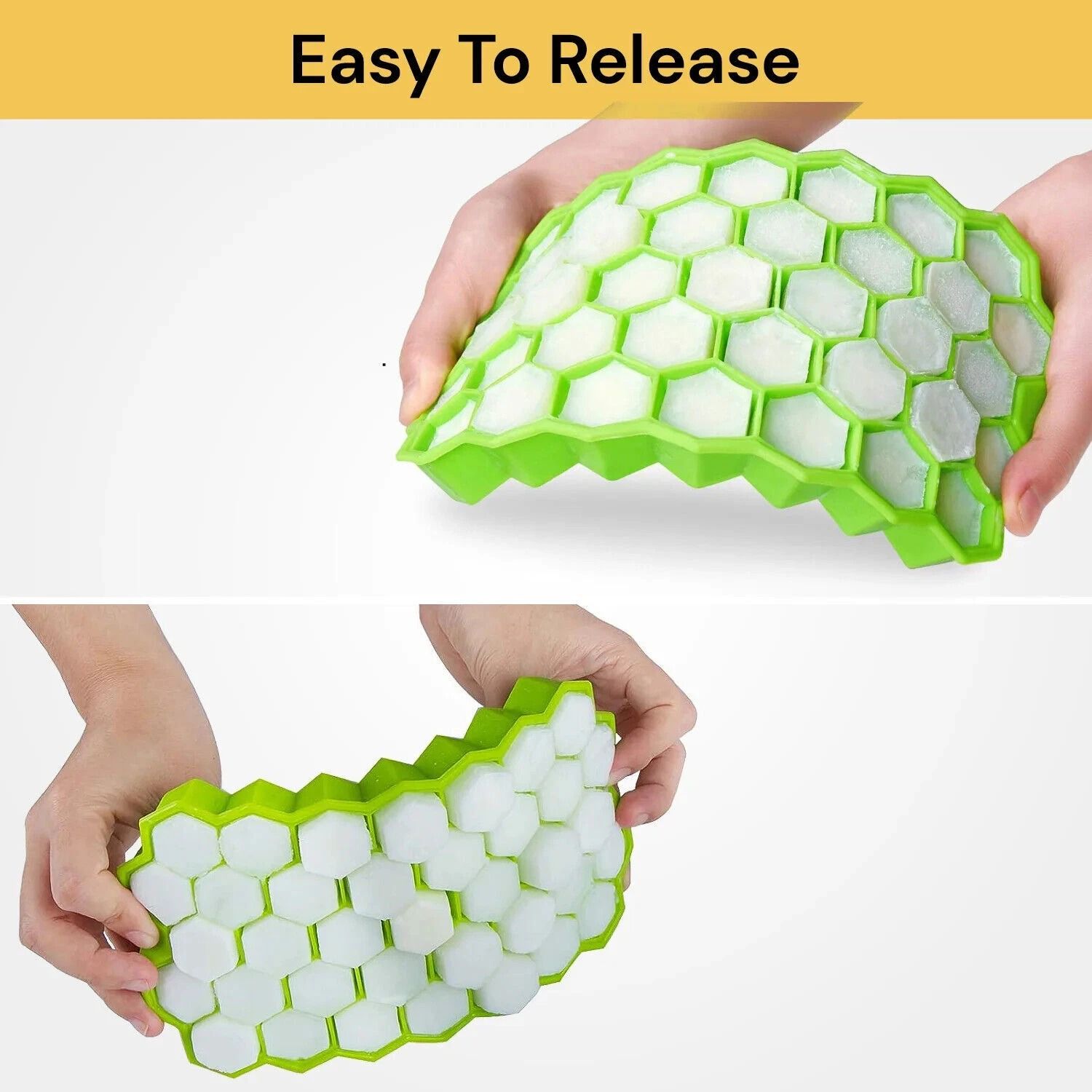 Ice Cube Tray Silicone Mold 37 Grid Honeycomb Shape Ice Cube Maker BPA Free Ice Maker with Lids DIY Popsicle Mould Ice Mold -
