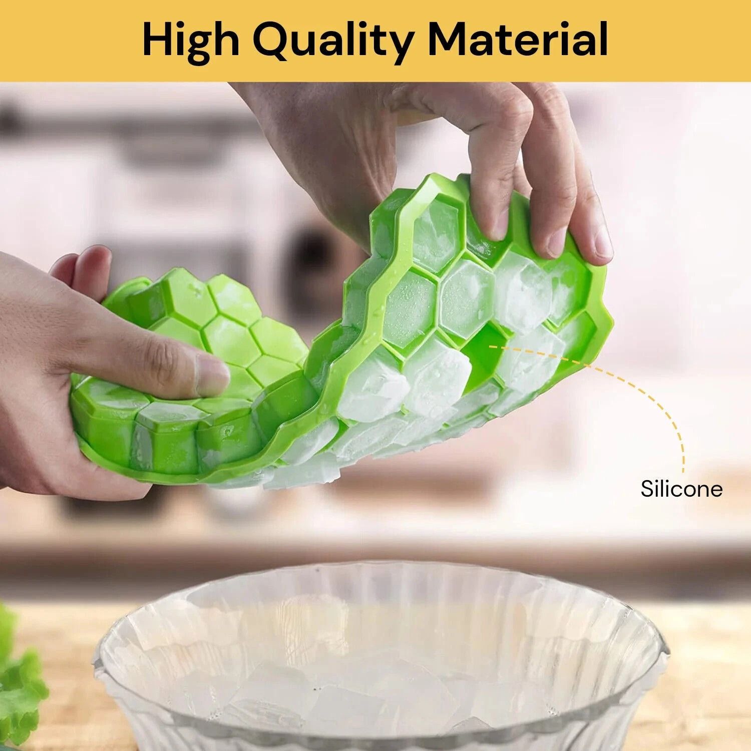 Ice Cube Tray Silicone Mold 37 Grid Honeycomb Shape Ice Cube Maker BPA Free Ice Maker with Lids DIY Popsicle Mould Ice Mold -