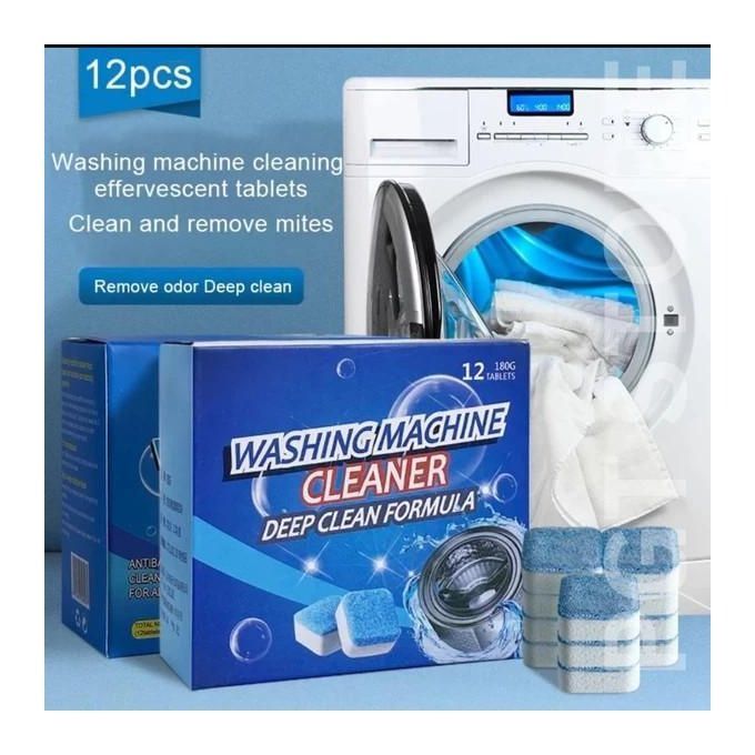 12PCS/Box Original Washing Machine Cleaning Tablets Deep Cleans Stubborn Stains Removes Odors No Residue Portable Sanitize Cleaner Odor Removing Tablets For Washer Laundry Supplies -