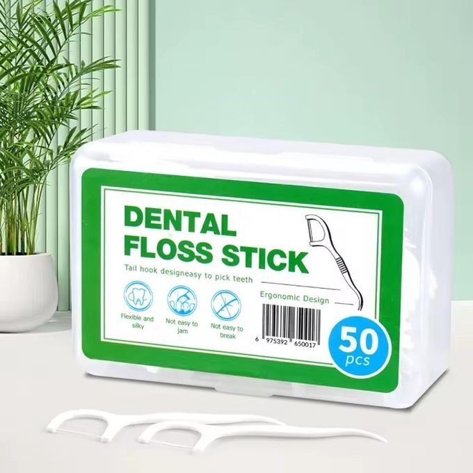 50pcs/Box Dental Floss Flosser Picks Toothpicks Teeth Stick Tooth Cleaning Interdental Brush Dental Floss Pick Oral Hygiene Care Teeth Whitening -