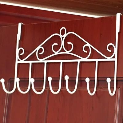Over the Door Hanger 7-Hooks Clothes Hanger Metallic Strong Over The Door Hanger Clothes Organizer - Easy Install, Durable Storage for Coats Multipurpose Organizer for Kitchen & Bathroom -