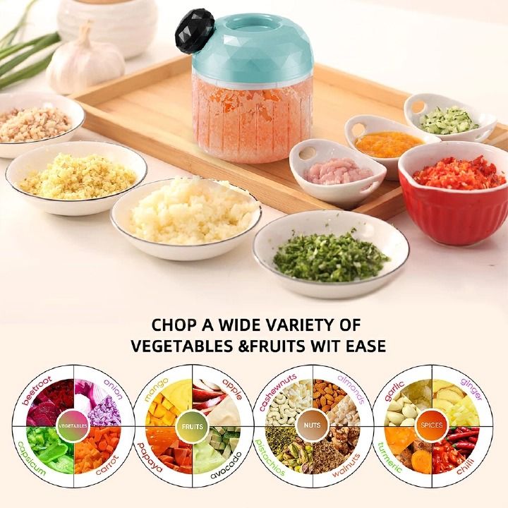 New Garlic Press Garlic Chopper Onion Crusher Spices Mixer Mini Blender Multifunctional Hand-pulled Meat Grinder Shredder Vegetable Chopper Kitchen Gadgets Hitter Household Kitchen Gadget Tool -