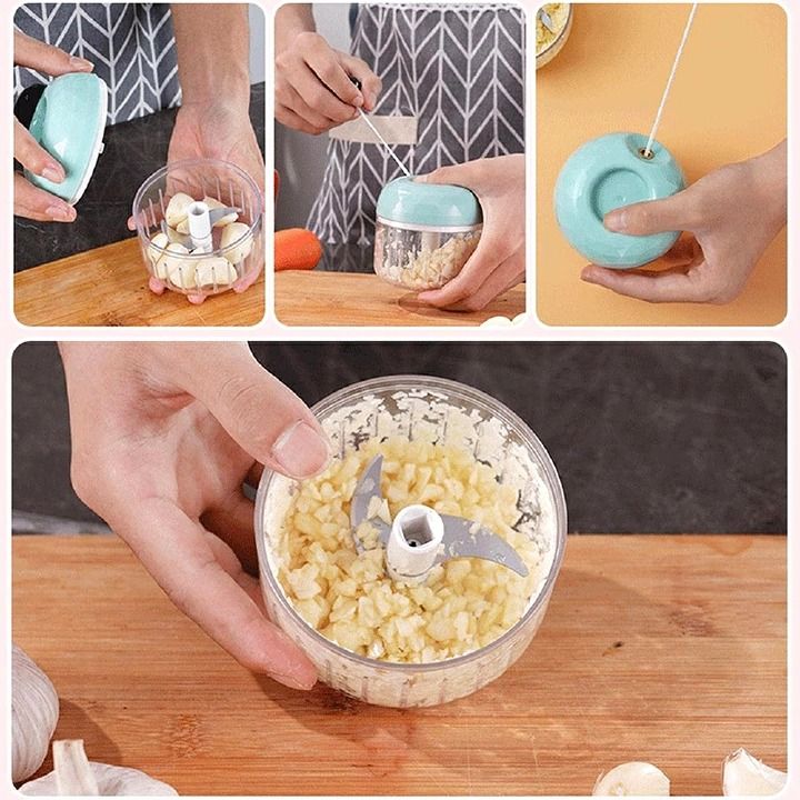 New Garlic Press Garlic Chopper Onion Crusher Spices Mixer Mini Blender Multifunctional Hand-pulled Meat Grinder Shredder Vegetable Chopper Kitchen Gadgets Hitter Household Kitchen Gadget Tool -