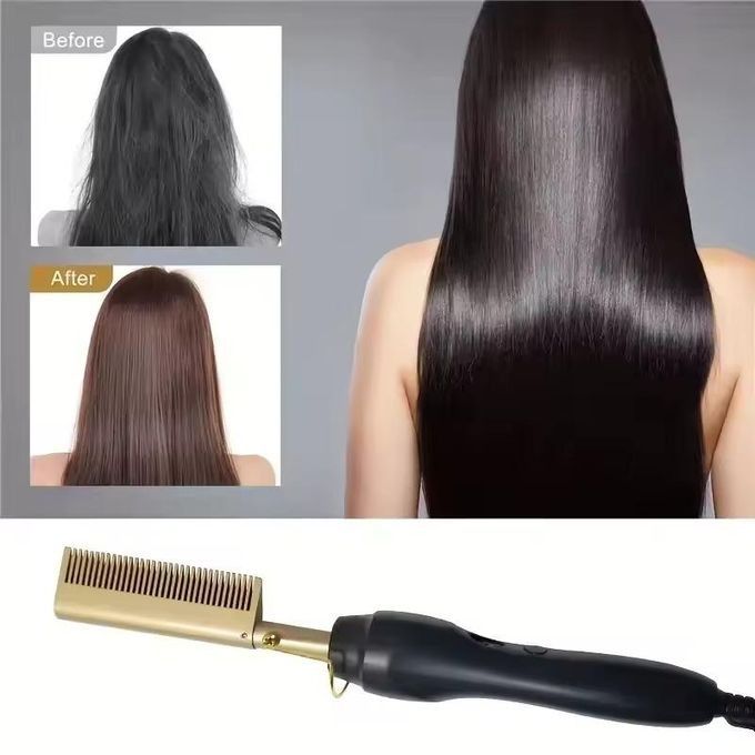 Electric Hot Comb Hair Straightener High Temperature Adjustable Temperature Flat Iron Comb Straighten Or Curler Hair Ceramic Press Comb -
