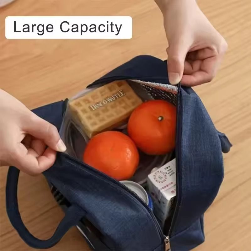 Insulated Lunch Bag Food Storage Bag For Office, School,Travel Lunch Bag Lunch Box Bag with Leakproof Aluminium Foil Lining New Style Large-capacity Mouth Zipper for Commute -