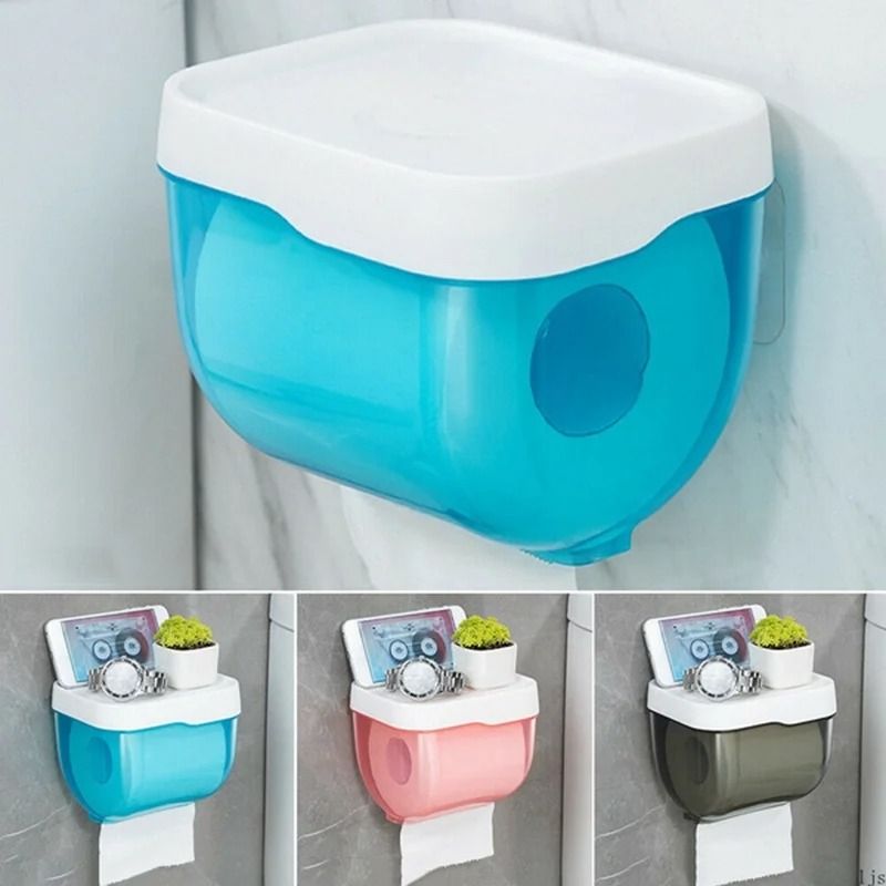 New Tissue Holder Toilet Paper Storage Box Waterproof Storage Toilet Paper Storage Rack Toilet Roll Paper Tube No-drill Wall Mounted Bathroom Supplies -