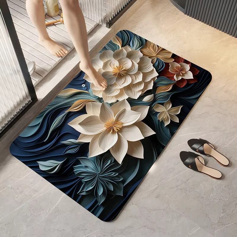 Absorbent Quick Drying Bathroom Mat Shower Bath Mat Bathroom Anti-Slip Carpet Rug Simple Kitchen Entrance Soft Door Bathtub Side Bath Mat Home Decor -