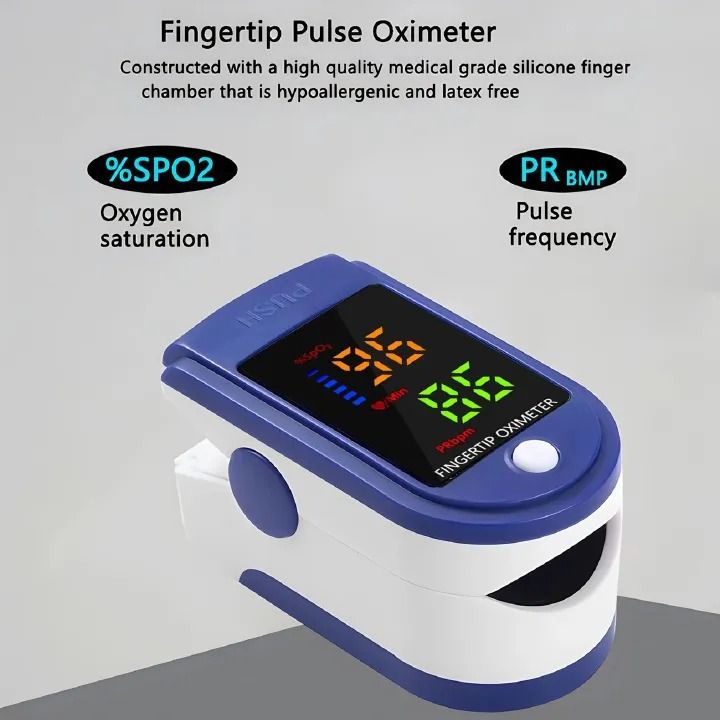 Finger Pulse Oximeter Digital Finger Clip LED Display SpO2 PR Heart Rate Monitor Blood Oxygen Saturation Meter Portable Oximeter Heart Rate Measure Medical Supplies Equipment Home Tests Health Tests-