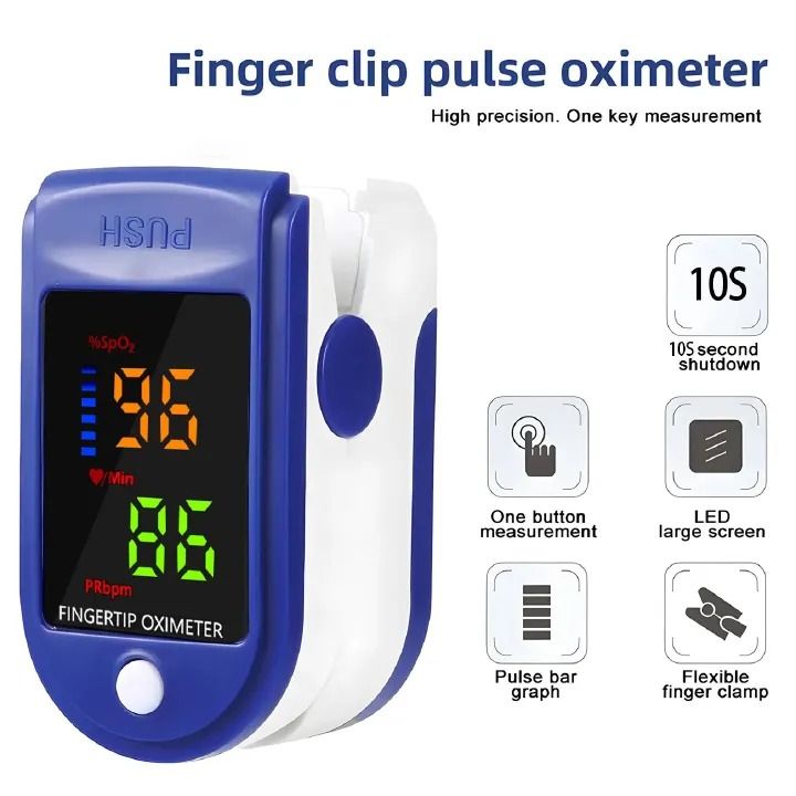 Portable Fingertip Oximeter Heart Rate Meter Pulse Blood Oxygen Saturation LED Screen Digital Tube Practical Monitor Adults Child Pulse Oximeter Heart Rate Measure Medical Supplies Equipment Home Test