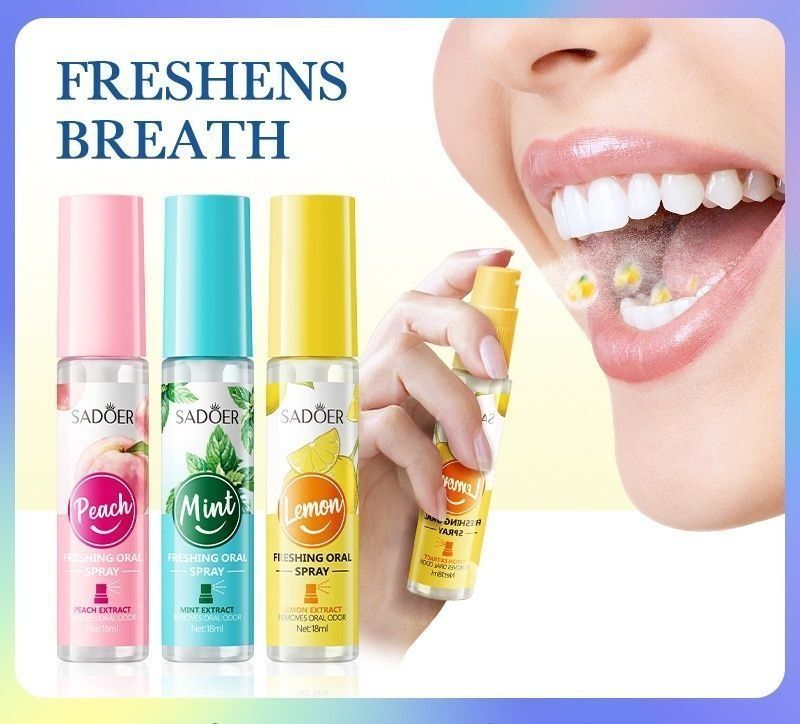 Mouth Freshener Mouth Spray Removes Bad Breath Portable Breath Freshener MInt/Peach Flavor Mouth Freshener Refreshing Fragrance Bad Breath Relief, Hours of Freshness  Oral Care- Natural Plant Extracts