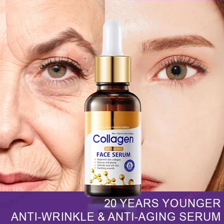 Anti-Aging Collagen Serum Face Brightening Essence, Anti Wrinkles,Moisturizing, Fade Dark Marks and Collagen Replenish ark Spot Correcting Pore Minimizing Hydrating Lightweight Fast Absorbing-SADOER