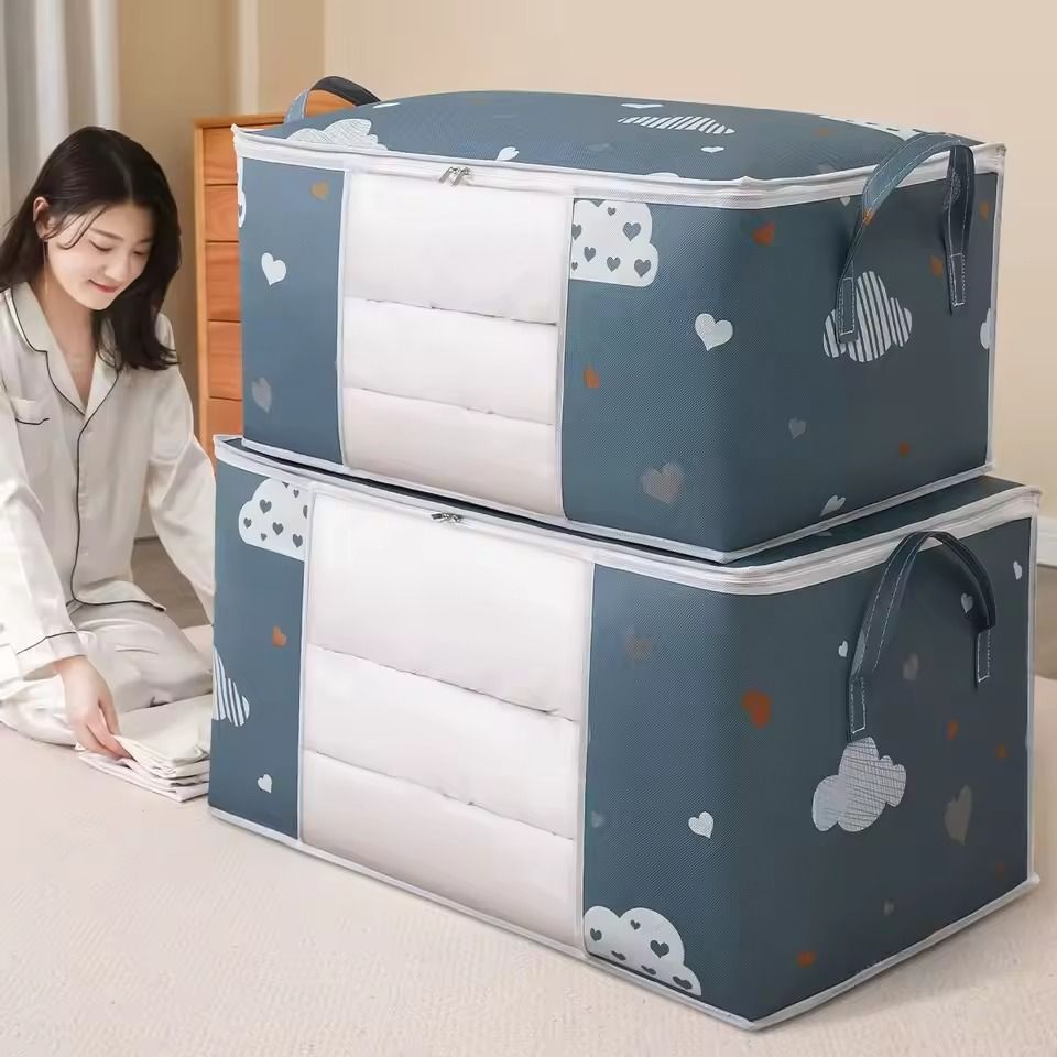 1pc Big Capacity Clothes Storage Bag Quilt Clothes Duvet Blanket Storage Box Organizer Sorting Bags Dustproof Closet Under-Bed Moisture Proof Suitable For Blankets Bedding Foldable With Sturdy Zipper