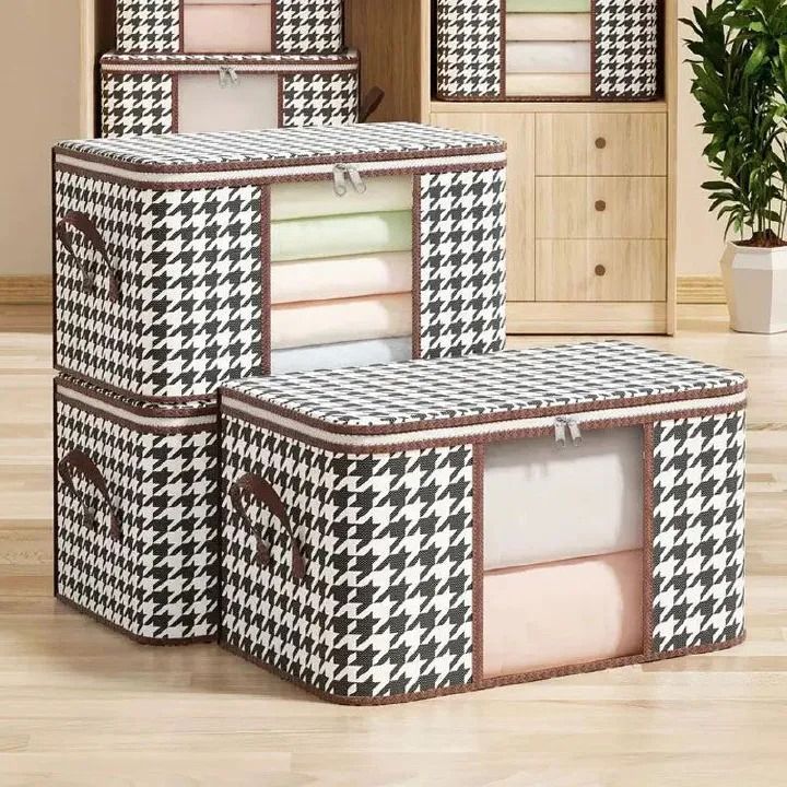 1Pc Home Clothes Storage Box Foldable Wardrobe Quilt Organizer Box Moving Small Object Artifact Daily Necessities Storage Bag Large Capacity Clothes Storage Bag Organizer With Reinforced Handle -