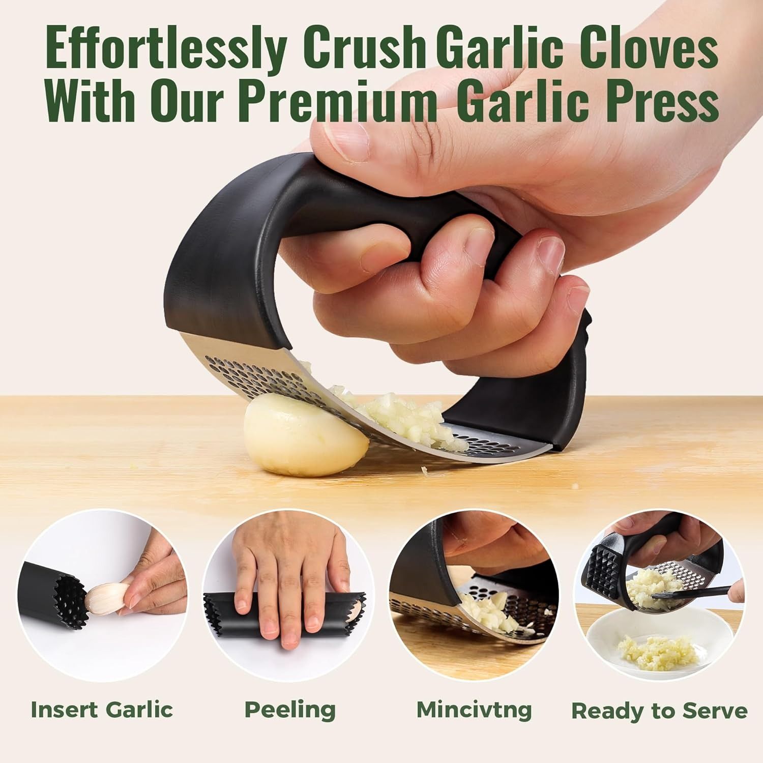 Upgraded Garlic Crusher Ginger Press Crush Squeezer Manual Garlic Ginger Rocker Crusher Garlic Cutting Mince Tools Kitchen Gadgets Durable Kitchen Accessories Gadget -