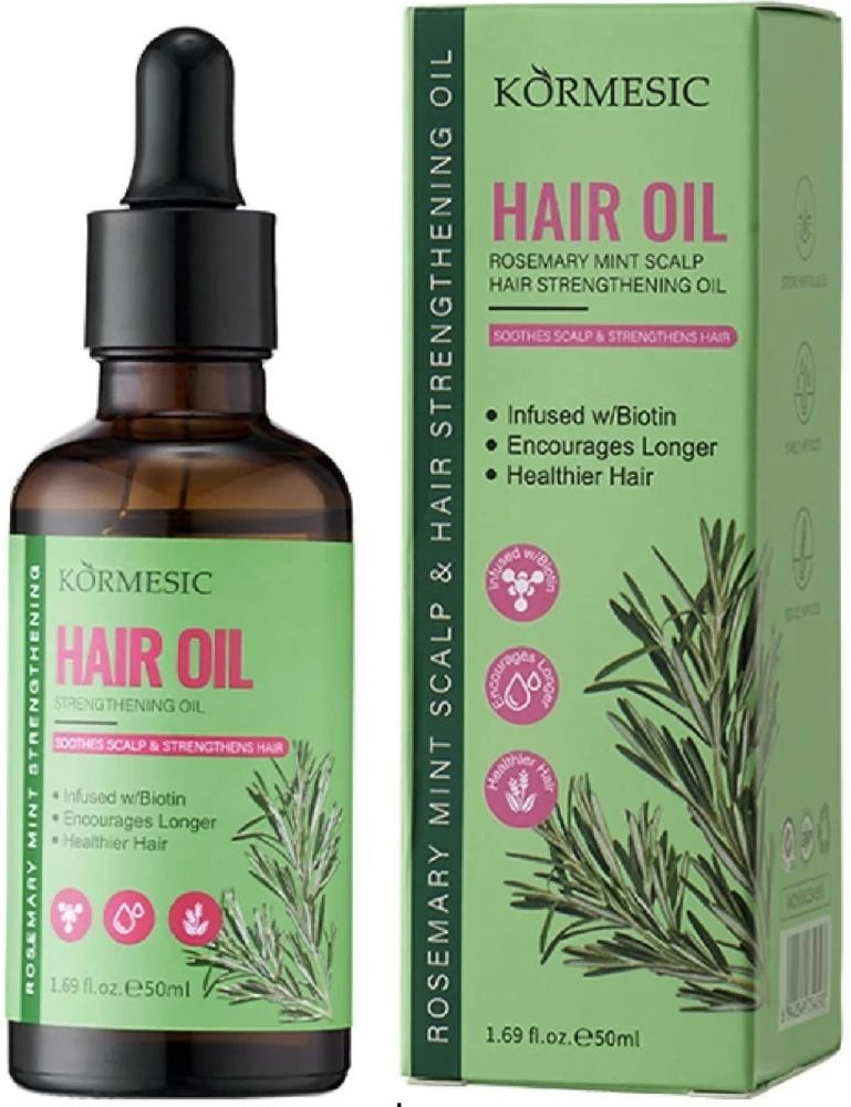 New Rosemary Mint Oil Hair Growth, Hair Strengthening Thicknens Hair Nourish Hair Follicles Dry Scalp, Split Ends, Rosemary Mint Hair Loss Treatment & Thickens Hair,Scalp Care 50ML-KORMESIC